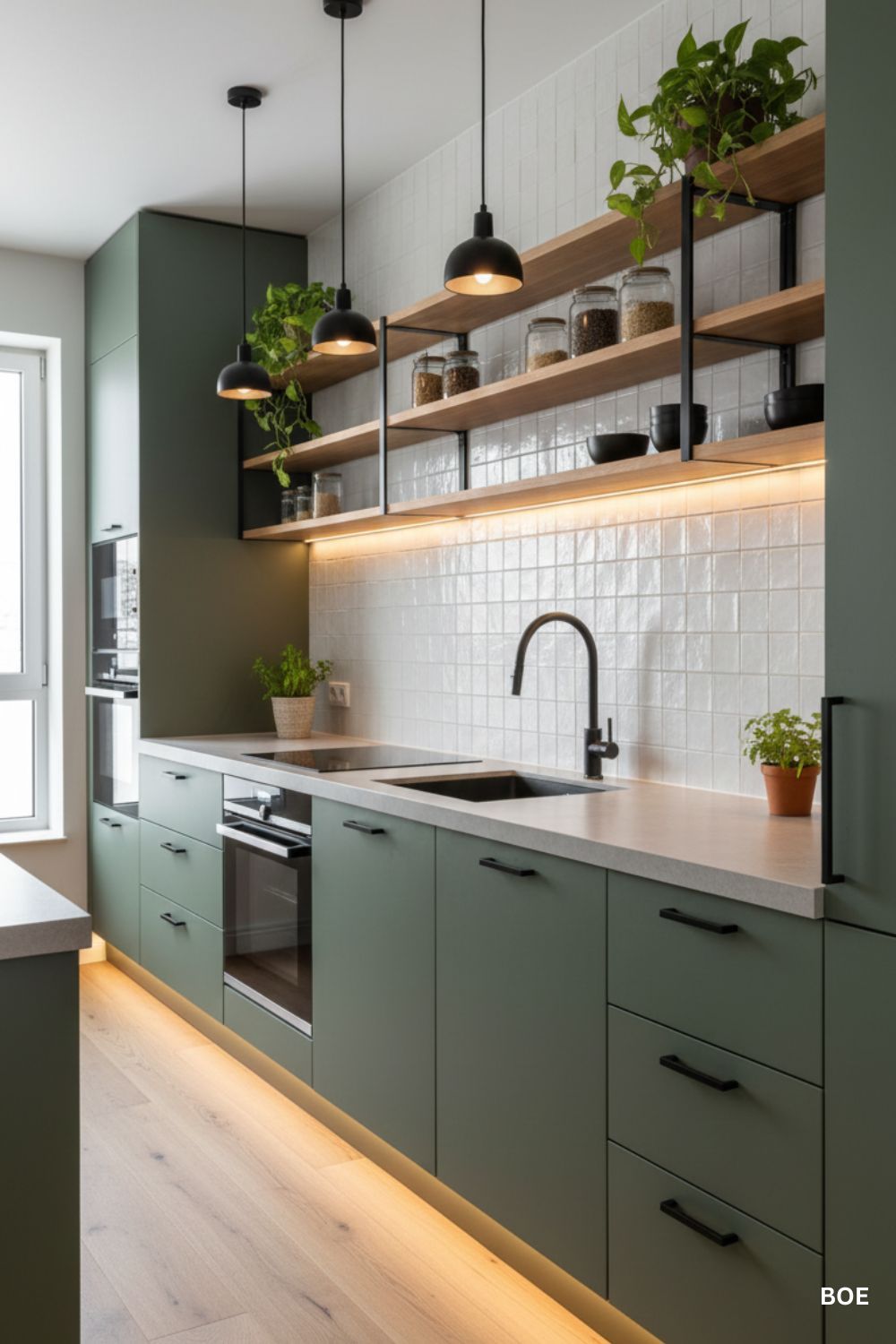 La cuisine verte et bois une teinte elegante et moderne - decoration interieure