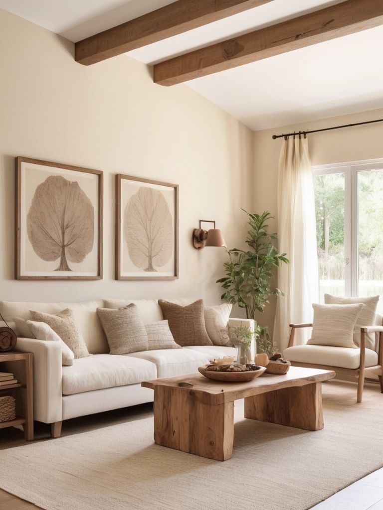 Decoration textile avec rideaux et coussins assortis